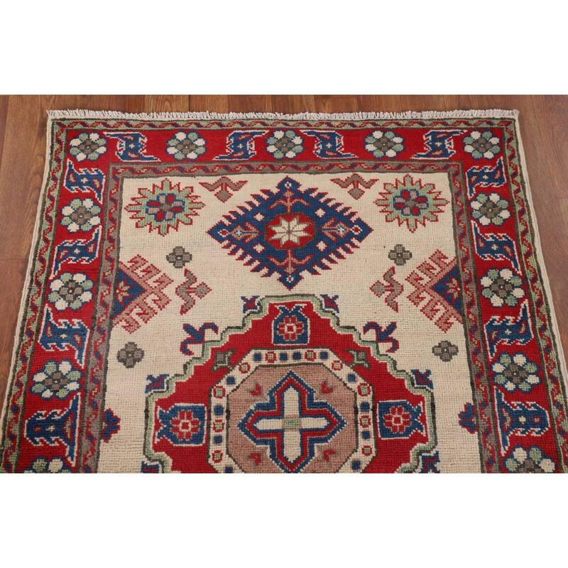 Traditional Red Kazak Foyer Rug Hand-Knotted Wool Carpet - 2'10" x 3'11"