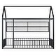 preview thumbnail 67 of 70, Metal House Bed with Metal Grid and Storage Shelves, Twin/Full Size Floor Montessori Bed with Roof Frame and Fence Guardrails