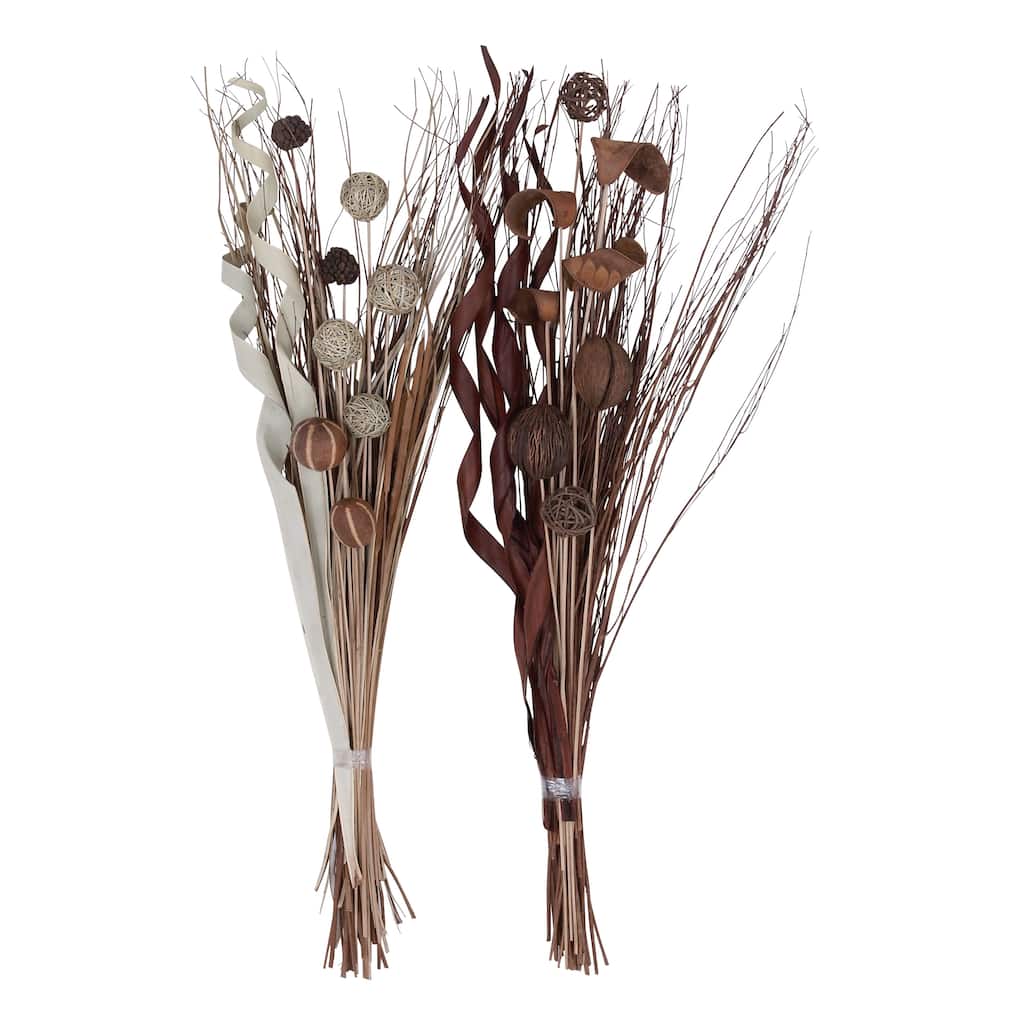 Dried Plant Foliage Natural Foliage - Set of 2 Brown - Roche River Decor - 15"W x 15"L x 46"H