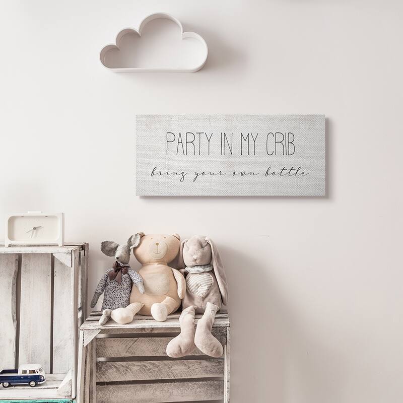 Stupell Party in Crib Quote BYOB Baby Bottle Humor Canvas Wall Art