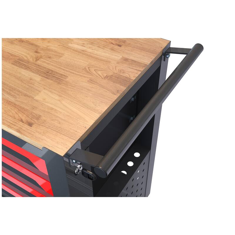 4 Drawers Multifunctional Tool Cart with Wheels and Wooden Top Multiple Uses - Home office or garage