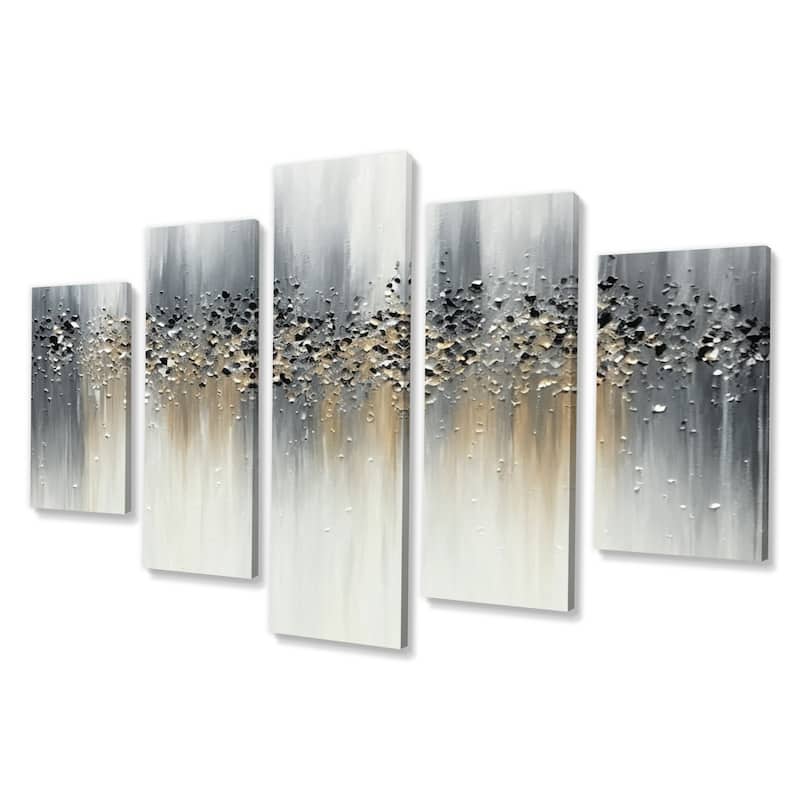 Designart " Gentle Gray Serenity" Abstract Multipanel Canvas Art Print set