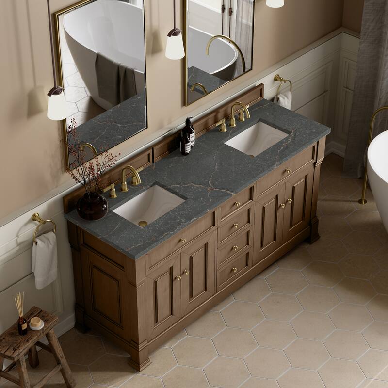 Brookfield 72" Double Vanity, Pecan