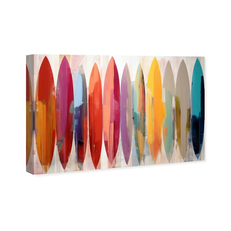 Wynwood Studio Canvas Nautical and Coastal Abstract Surfboards Red and Tan Modern & Contemporary Wall Art Canvas Print