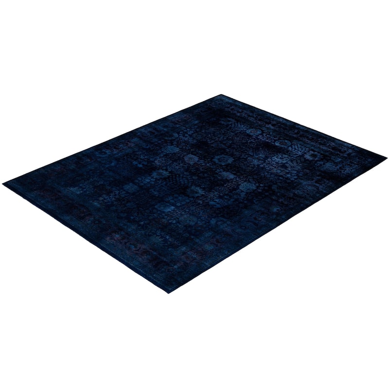 Overdyed One-of-a-Kind Hand-Knotted Area Rug - Navy - 9' 1" x 11' 9"