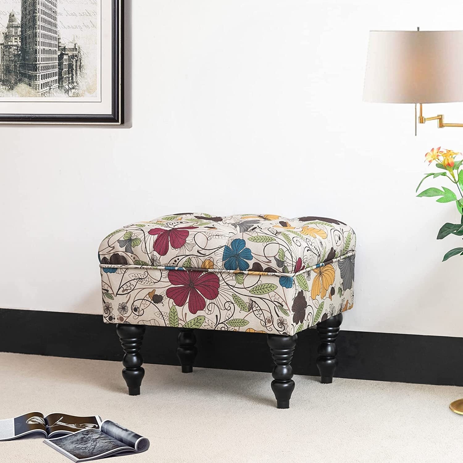 Large floral ottoman deals