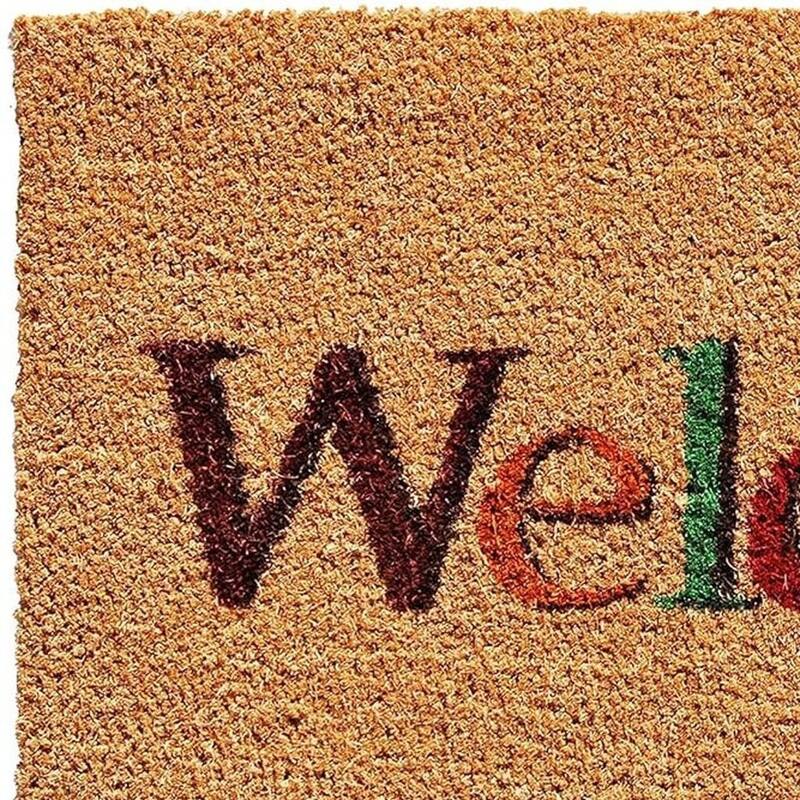 HomeRoots 24" X 36" Natural And Brown Fall Welcome Outdoor Coir Door Mat - 24.00' X '36.00