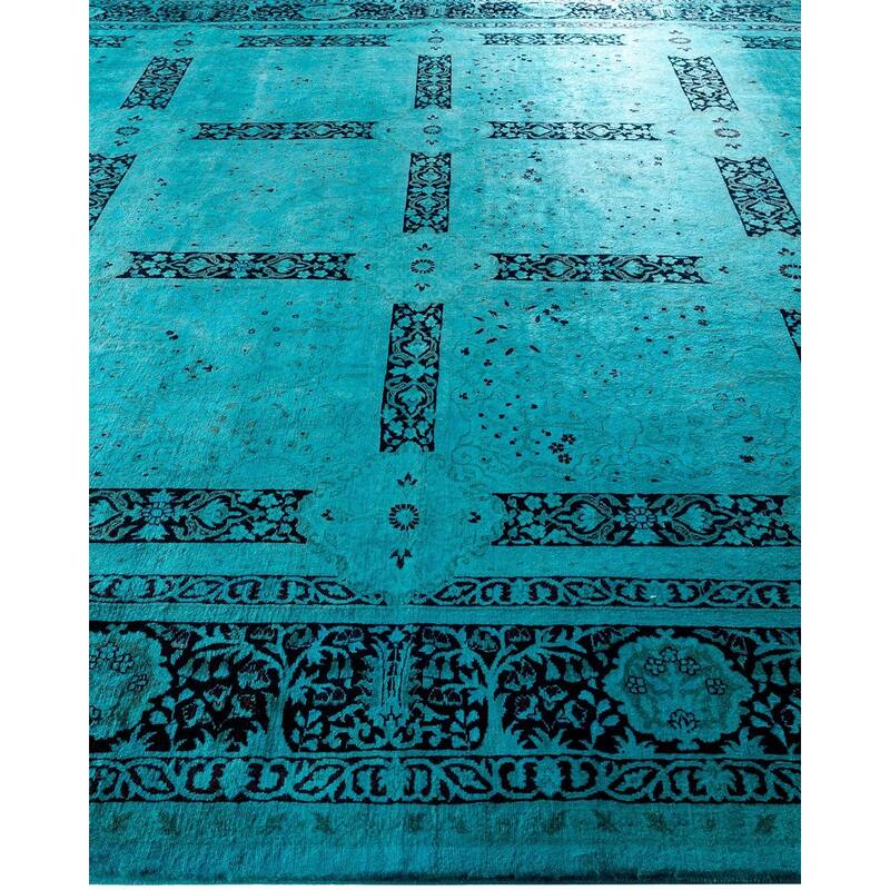 Overdyed, One-of-a-Kind Hand-Knotted Area Rug - Blue - 10' 2" x 14' 7"
