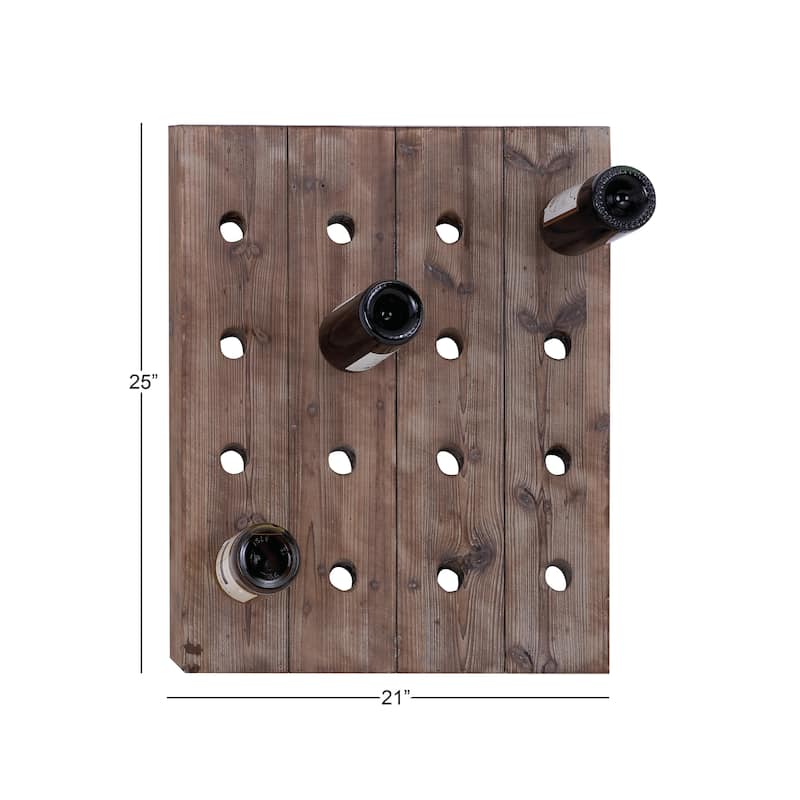 Wood Wall Wine Rack - Brown - Roche River Decor