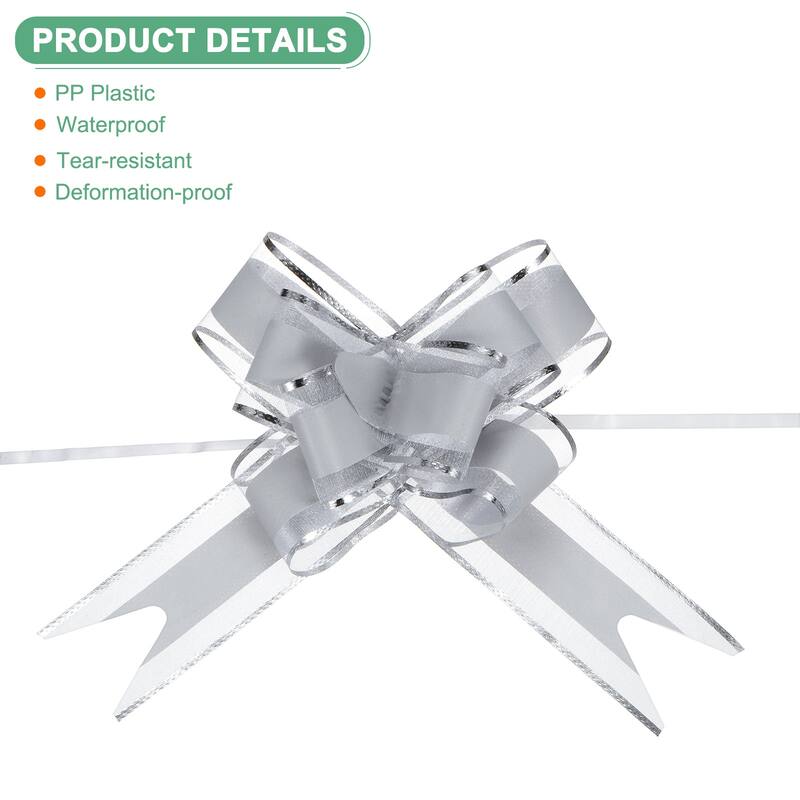 10pcs Ribbon Pull Bows 8 Inch Bows for Wedding Baskets Decorations - Grey
