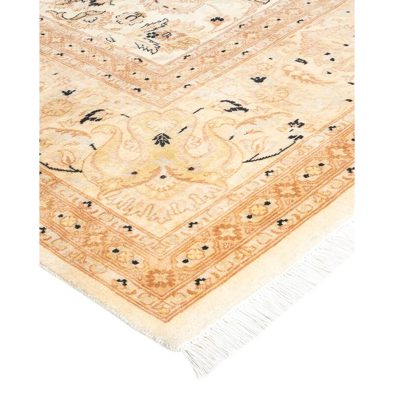 Overton Handknotted Wool Traditional Oriental Ivory Area Rug - 8' x 10'