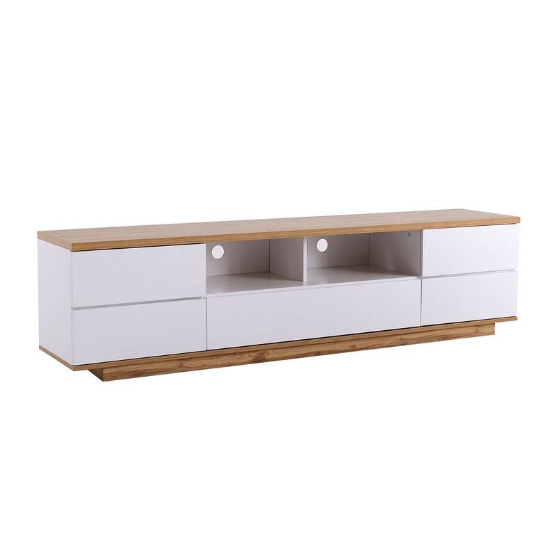 Modern 80-Inch TV Stand, Media Console with Easy-Access Storage & Rebound Doors