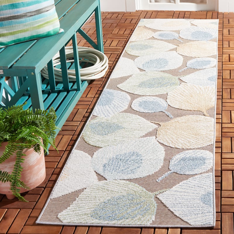 SAFAVIEH Sarasota Selen Indoor/Outdoor Rug - 2'3" x 9' Runner - Grey/Brown
