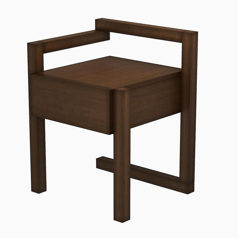 Modern End Table Set of 2, Square 2-Tier Nightstand with Storage Drawer, Side Table with Wood Legs for Living Room, Bedroom
