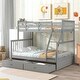 preview thumbnail 27 of 47, Twin Over Full Bunk Bed with Storage Drawers, Ladder, and Safety Guard Rails Grey