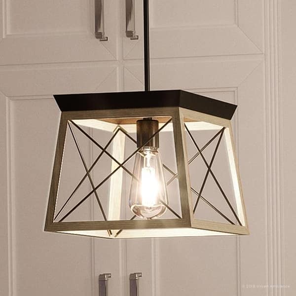 slide 2 of 7, Luxury Industrial Chic Pendant Light, 9"H x 10"W, with Modern Farmhouse Style, Charcoal Finish by Urban Ambiance