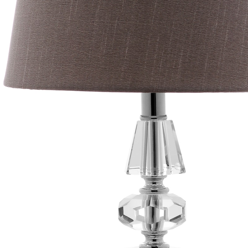 SAFAVIEH Lighting Milissa 15-inch Grey Shade Tiered Crystal Table Lamp (Set of 2) - 9"x9"x16" - 9Wx9Dx16H