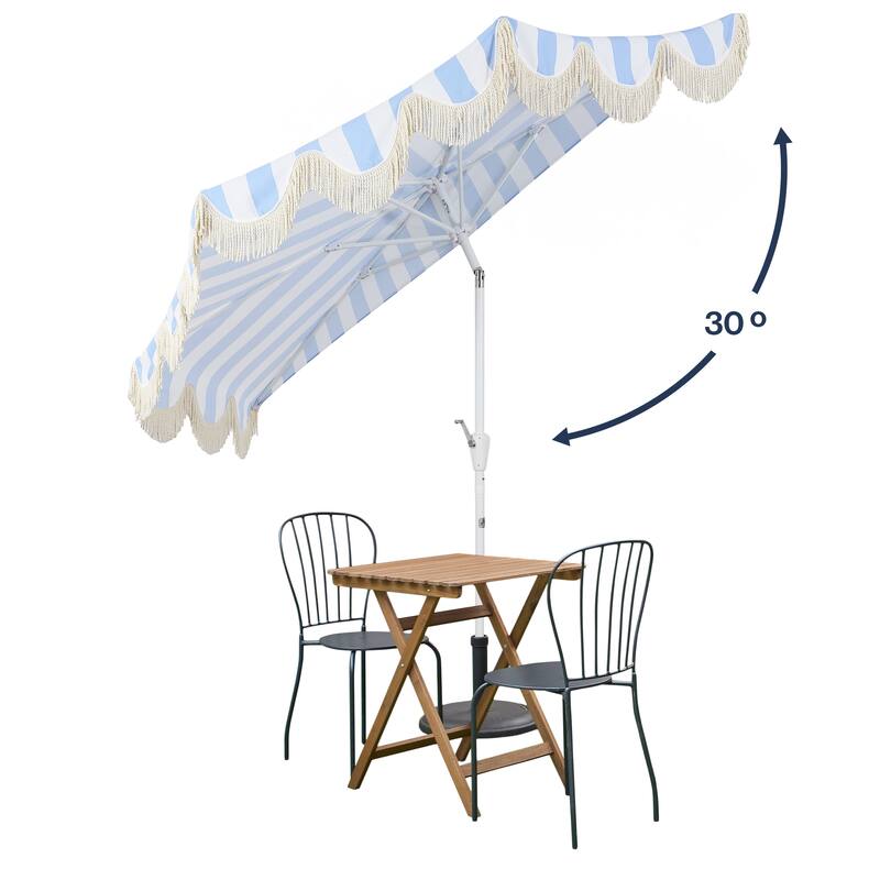 9ft Half Market Umbrella, Scalloped, Crank, Tilt, UV, by JONATHAN Y