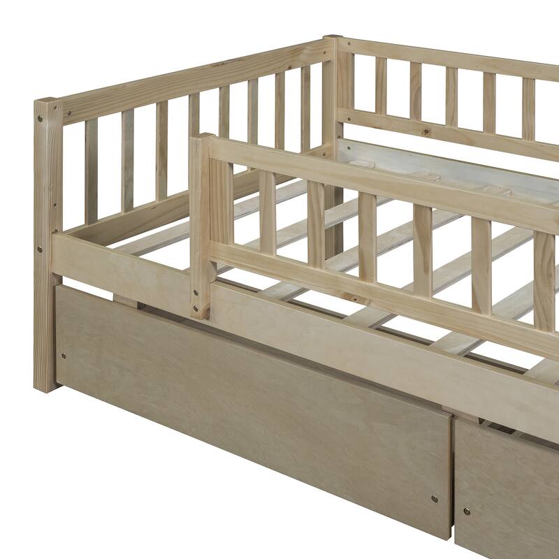Twin Size Modern Pine Daybed with Storage Drawers
