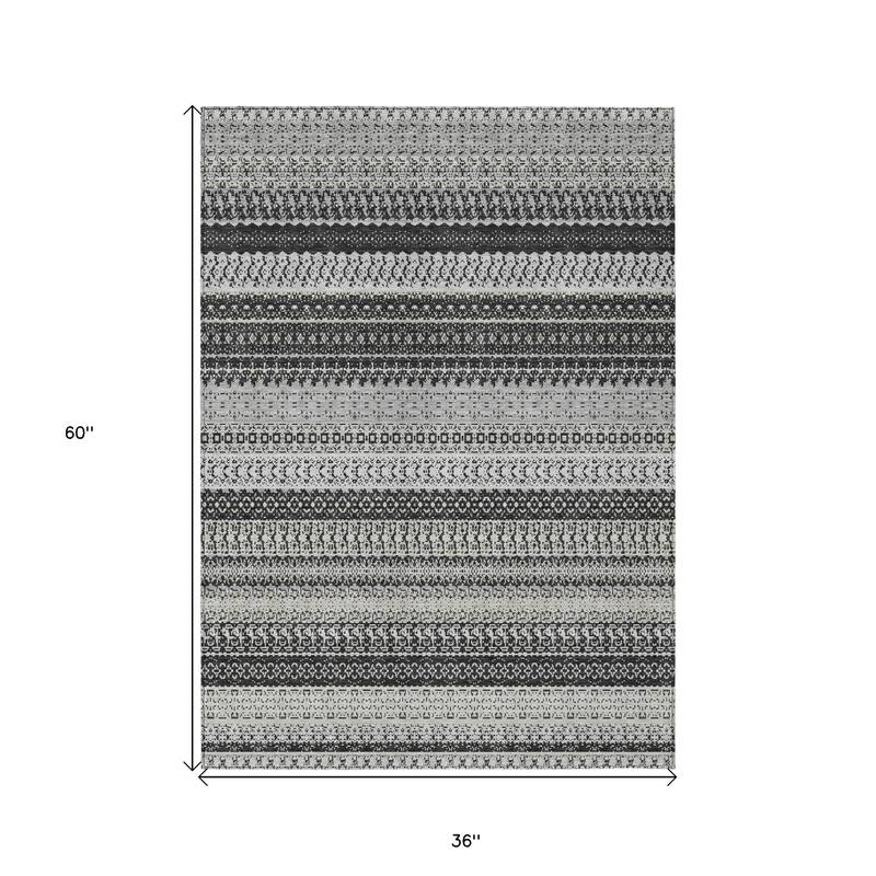 HomeRoots Striped Transitional Rectangle Outdoor Rug