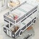 preview thumbnail 1 of 12, Twin Bus-shaped Solid Wood Bunk Kids Bed with Storage & Wheels, Grey+White Gray+White