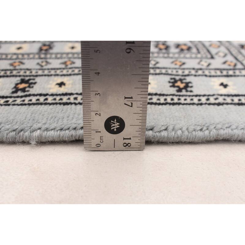 ECARPETGALLERY Hand-knotted Finest Peshawar Bokhara Grey Wool Rug - 8'1 x 9'9