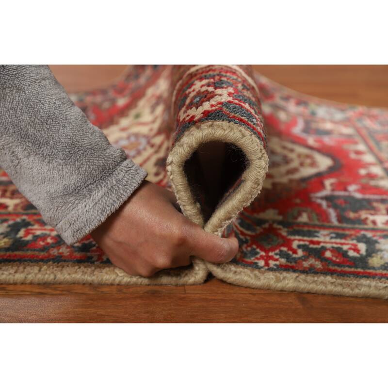 Hand Knotted Oriental 100% Wool Carpet Traditional Medallion Beige & Ivories Heriz (serapi) Area Rug - 3' 0'' X 2' 0''