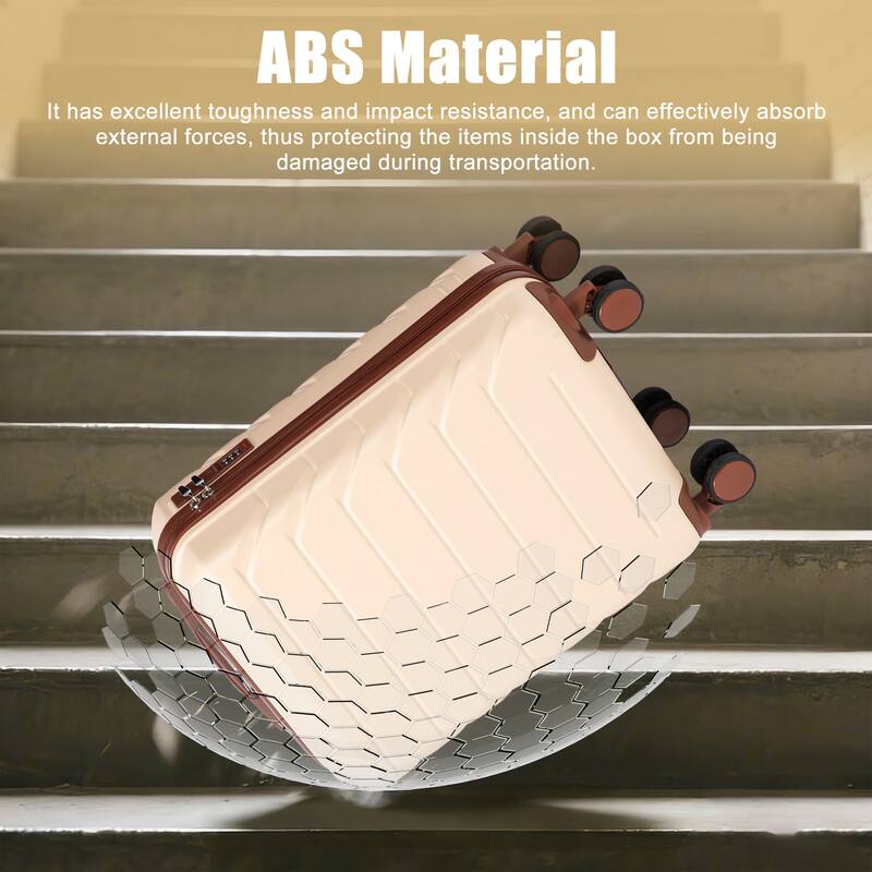 20 Inch ABS Hard Shell Travel Checked Luggage, Scratch Resistant Surface Four Multi-Directional Wheels, With Combination Lock