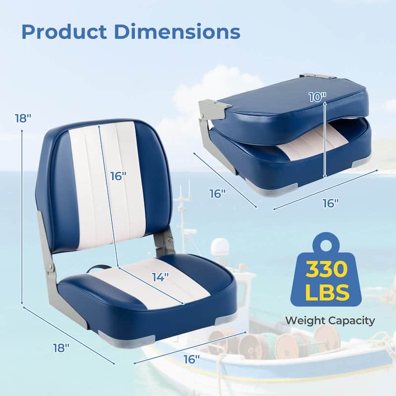 Costway 2-Pack Folding Boat Seats with Thick Sponge Padding Fixing - See Details