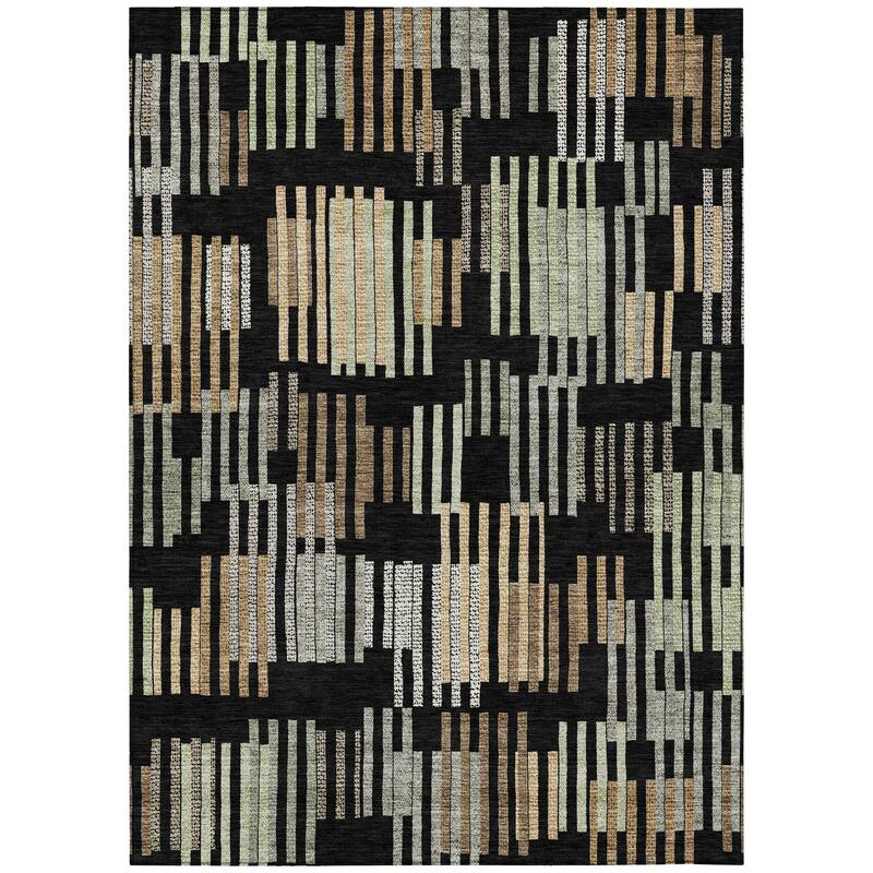 Machine Washable Indoor/ Outdoor Modern Pines Chantille Rug