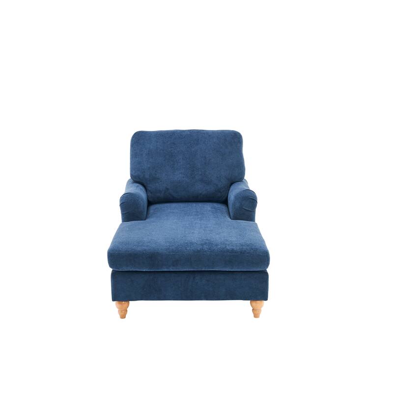 Modern Mid-Century Blue Foam Chaise Lounger Sofa