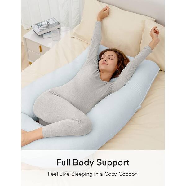 U Shaped Full Body Maternity Pillow with Removable Cover Light Blue