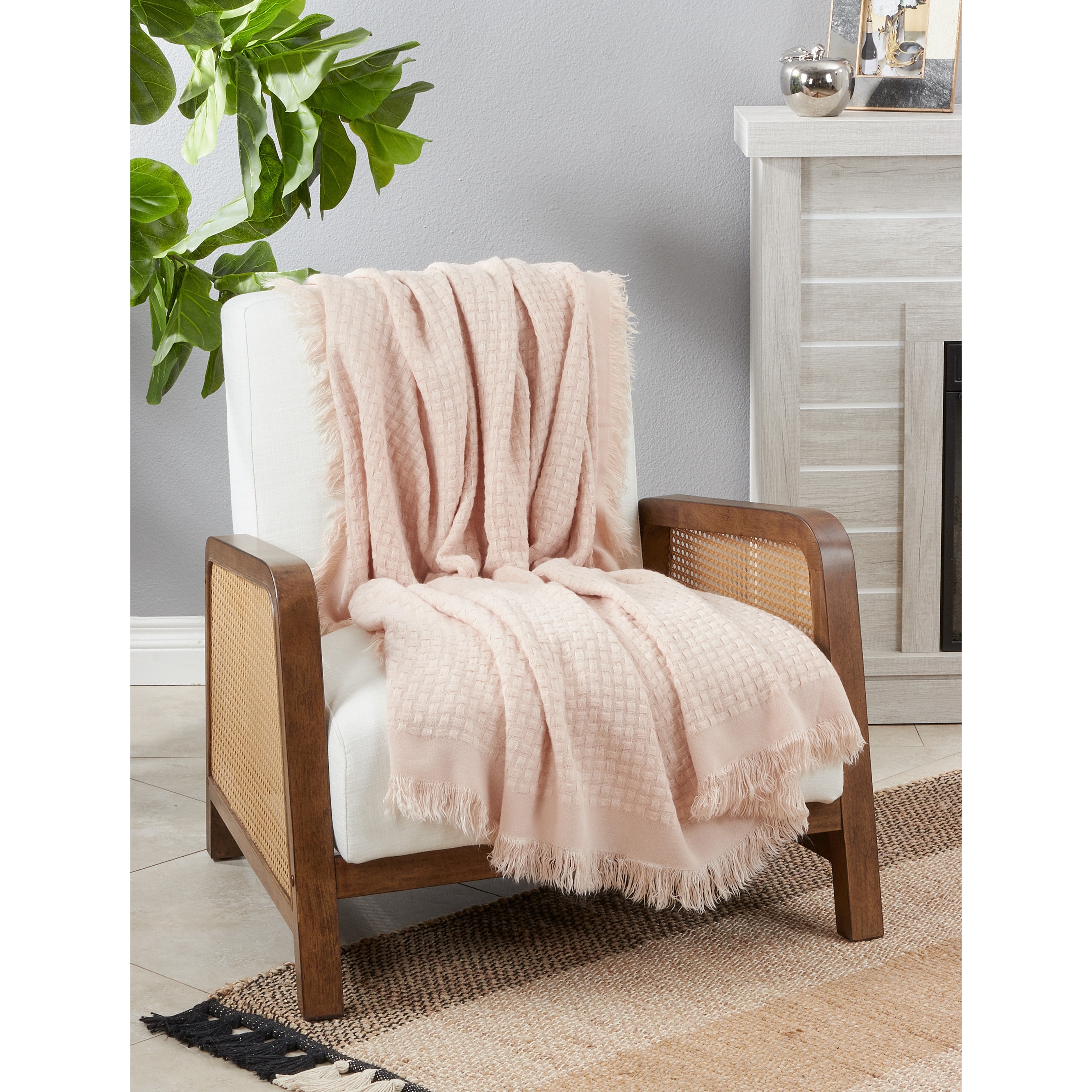 Waffle Weave Textured Cozy Throw Blanket for Bed or Couch-image