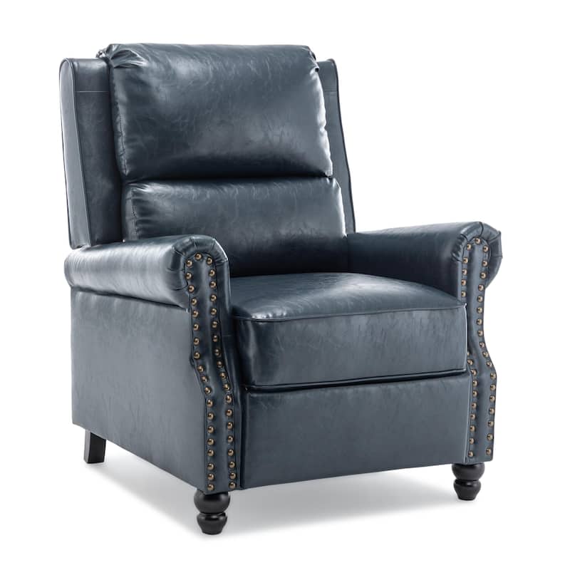 Nail-head Padded Seat Pushback Recliner Chair