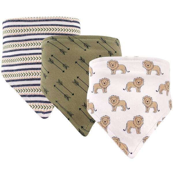 slide 1 of 1, Hudson Baby Infant Boy Cotton Bandana Bibs 3pk, Lion, One Size - Lion - One Size One Size - Lion