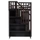 preview thumbnail 35 of 110, Twin/Full Size Loft Bed with Storage Staircase, Wardrobe and Desk, Solid Wood Loft Bedframe with 2 Storage Drawers and Shelves