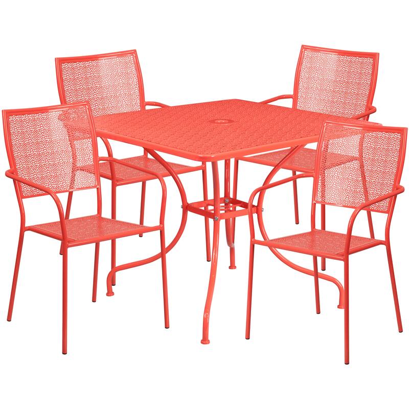 Steel 5-piece 35.5-inch Square Indoor-Outdoor Dining Set
