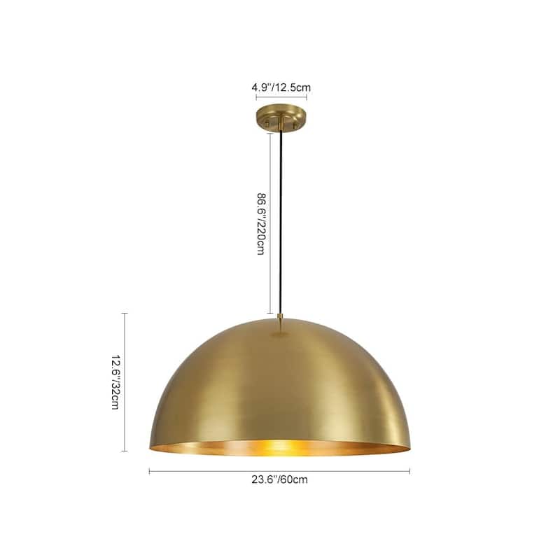 Mid-century 1-Light Metal Dome Single Pendant