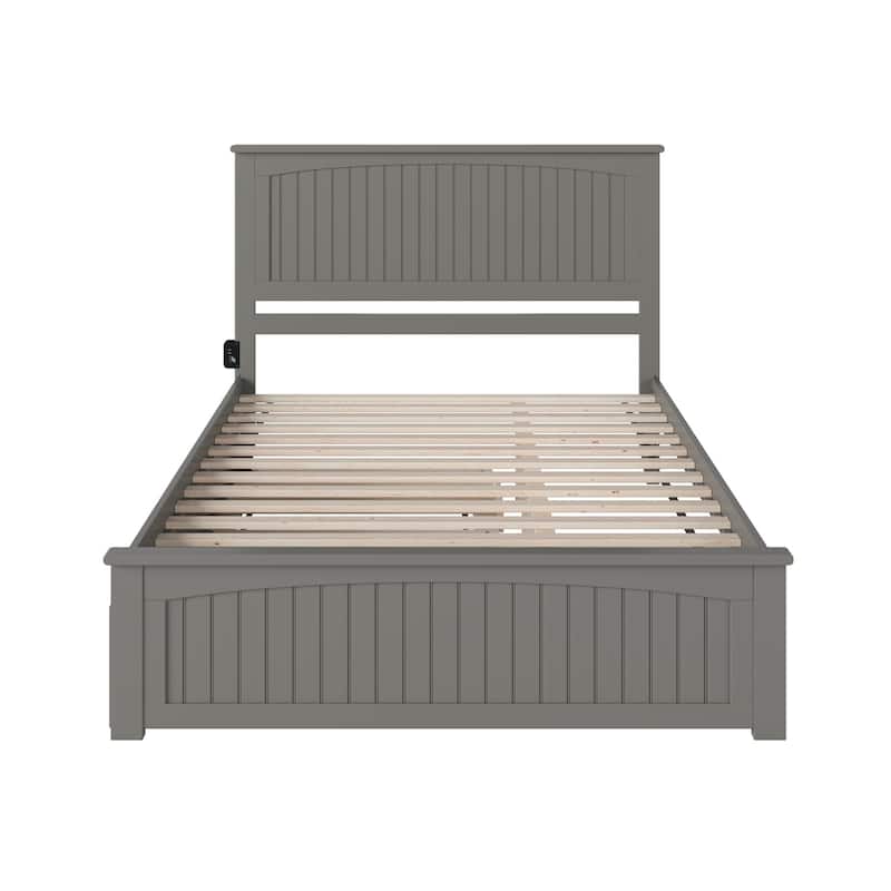 African Adventure Platform Bed - Grey Twin Trundle & Footboard - HomeStock