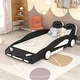 preview thumbnail 2 of 10, Race Car Shaped Platform Bed Twin Bed Frame Creativity Kids Bed Wood Slat Support Upholstered Bed with Backrest
