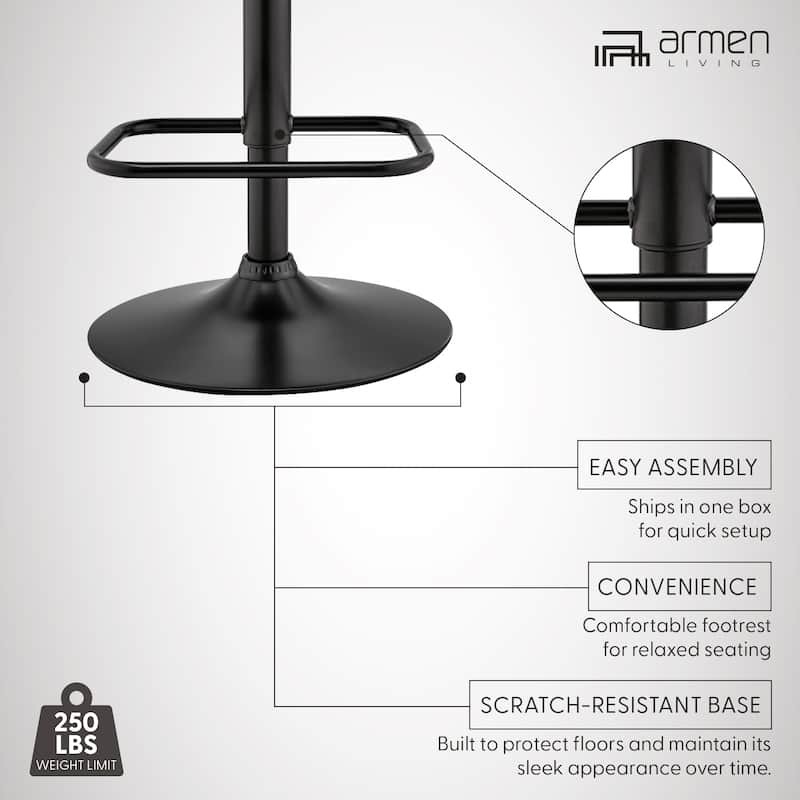 Leland Adjustable Faux Leather and Metal Bar Stool