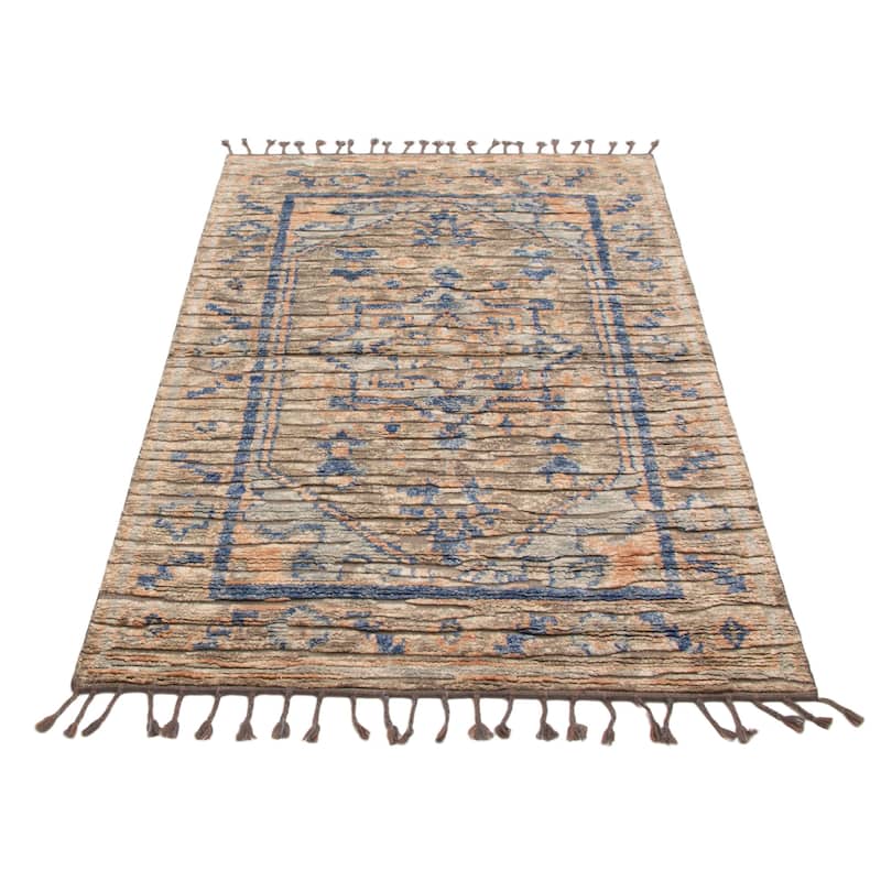 ECARPETGALLERY Hand-knotted Tangier Taupe Wool Rug - 5'0 x 7'11