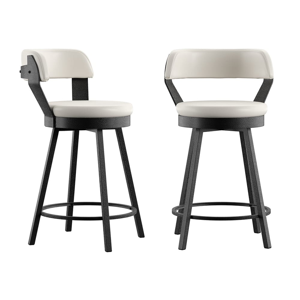 Grinzau Faux Leather Metal Swivel Stools (Set of 2)