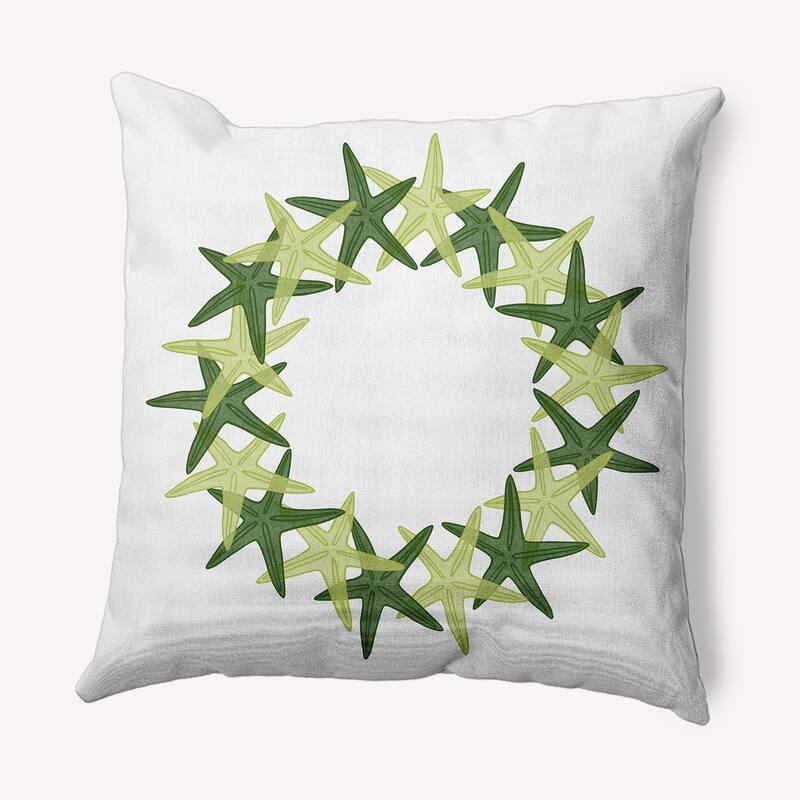 Starfish Wreath Soft Spun Polyester Indoor/Outdoor Throw Pillow - 18" x 18" - Green