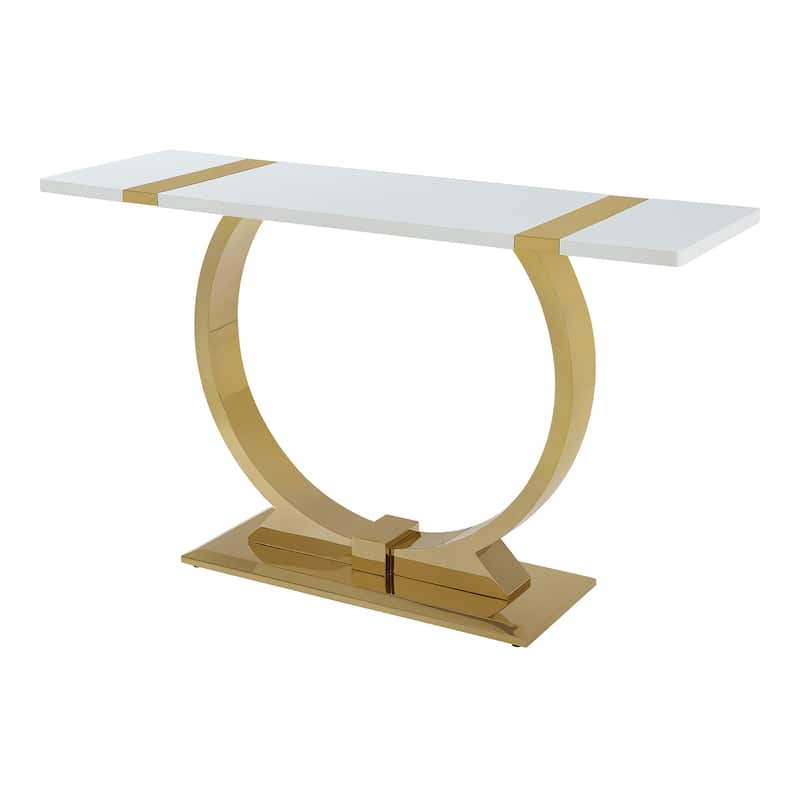 Furniture of America Carra Modern 3-Piece Stainless Steel O-Shaped Trestle Base Coffee Table Set