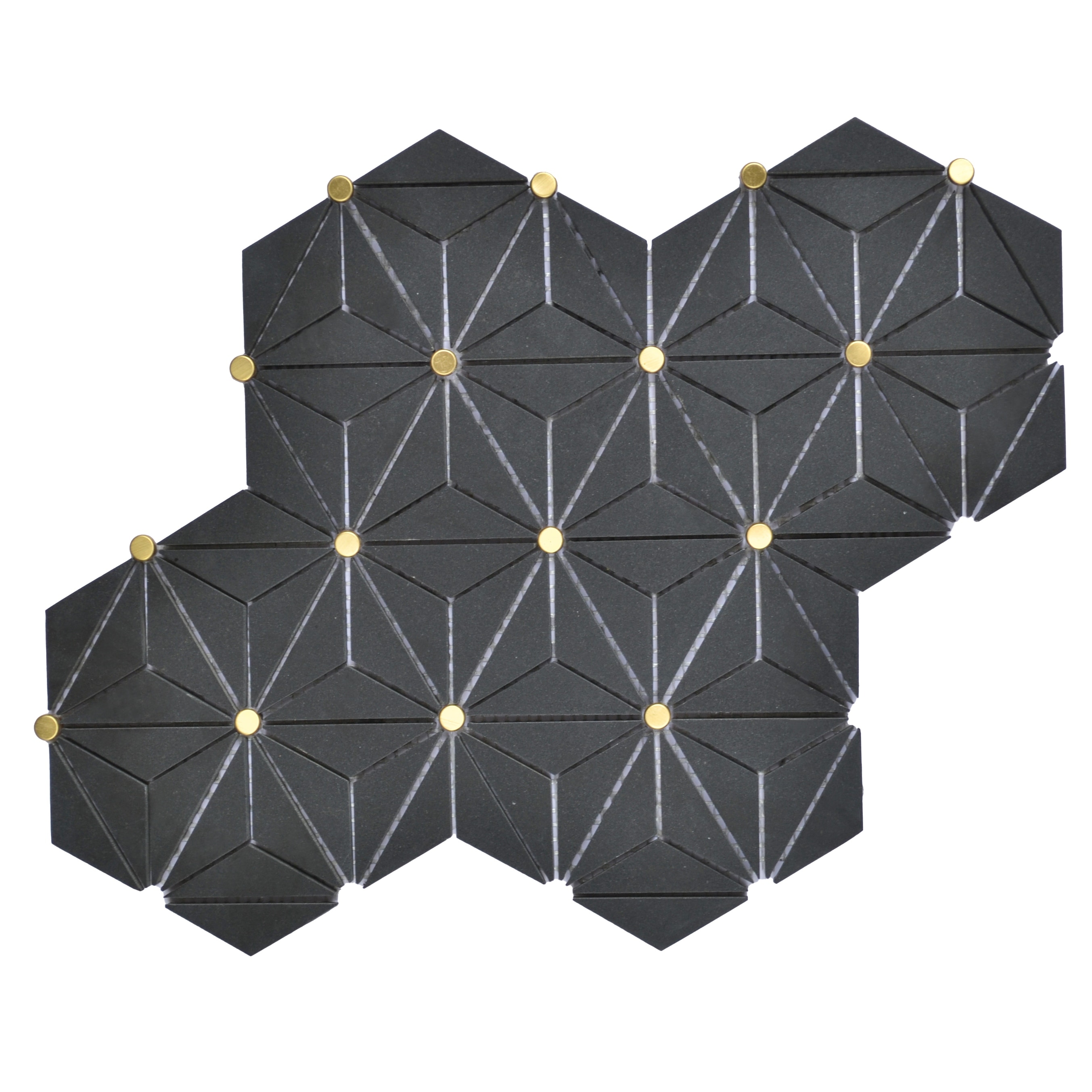 Basalt Hexagon Marble With Gold Accents Mosaic Wall And Floor Tile - Case (10 Sheets)