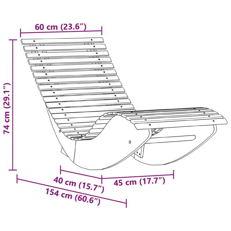 vidaXL Rocking Sun Loungers 2 pcs Solid Wood Acacia - 23.6 x 60.2 x 29.9 in