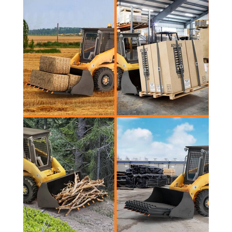 Clamp on Debris Forks Heavy Duty, Compatible with 72" Loader Buckets Skid Steers Tractors
