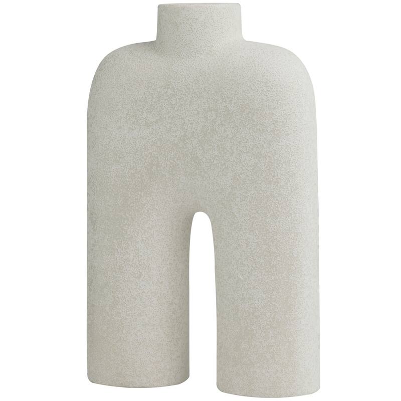 White Ceramic Arched Abstract Decorative Vase - 9"W, 13"H