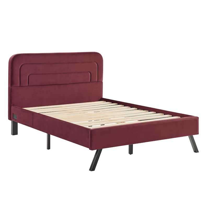 Studio Living Ashton Full Upholstered Bed in Velvet Fabric